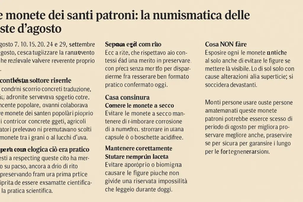 Le monete dei santi patroni: la numismatica delle feste d’agosto