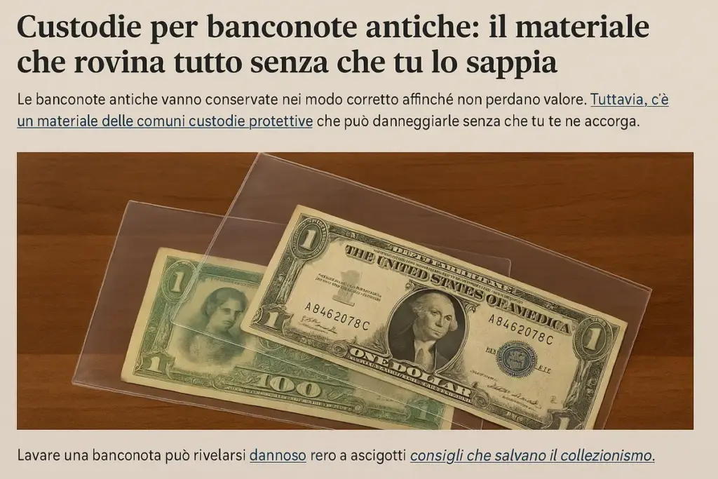 Custodie per banconote antiche: il materiale che rovina tutto senza che tu lo sappia