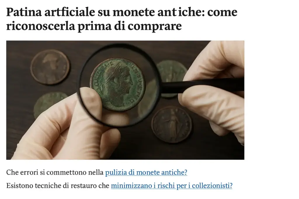 Patina artificiale su monete antiche: come riconoscerla prima di comprare