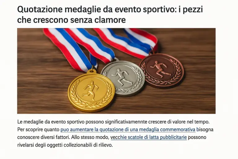 Quotazione medaglie da evento sportivo: i pezzi che crescono senza clamore