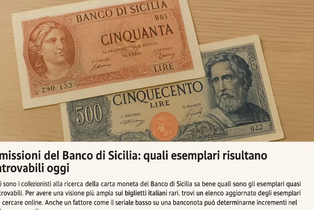 Emissioni del Banco di Sicilia: quali esemplari risultano introvabili oggi