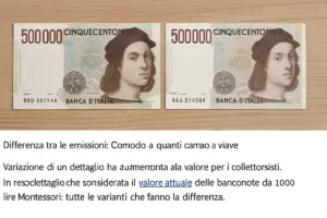 Differenza tra le emissioni delle 500.000 lire: ciò che cambia davvero il valore